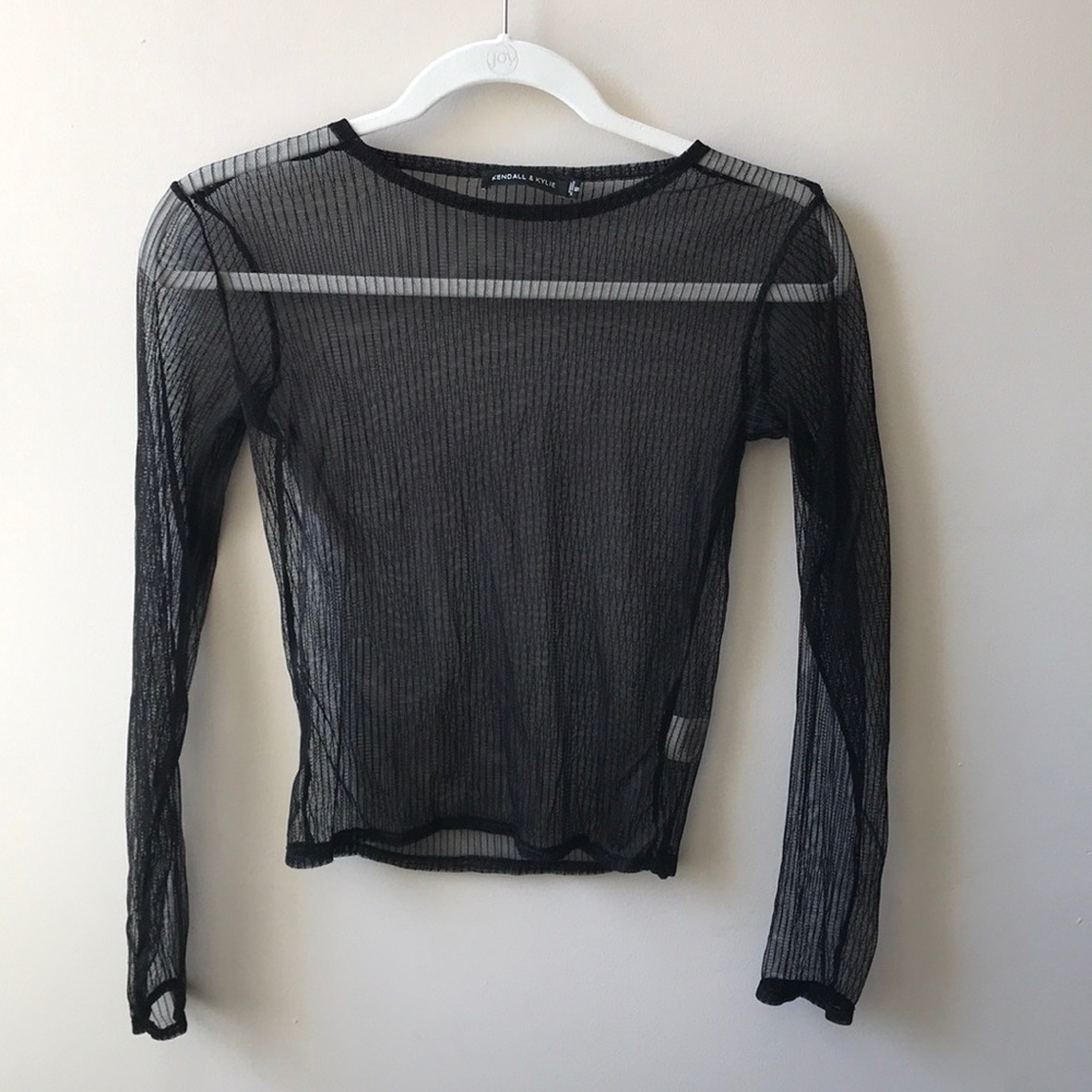 Kendall and Kylie Ribbed Mesh Top